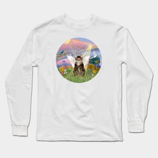 "Cloud Angel" Featuring a Brown Tabby Tiger Cat Long Sleeve T-Shirt